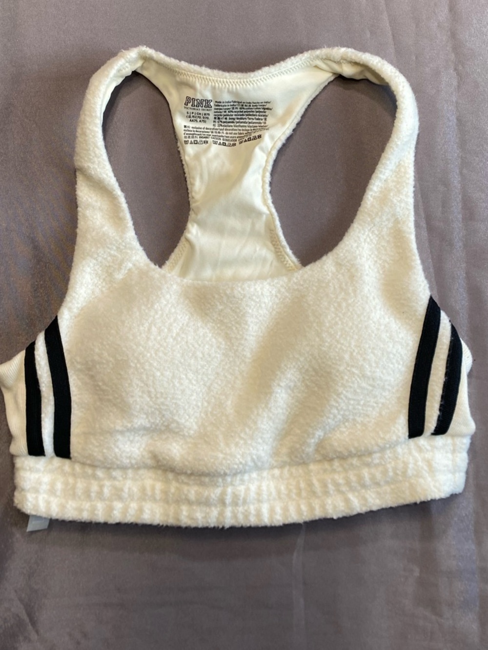 Victoria's Secret PINK Ivory Fleece Racerback Bralette